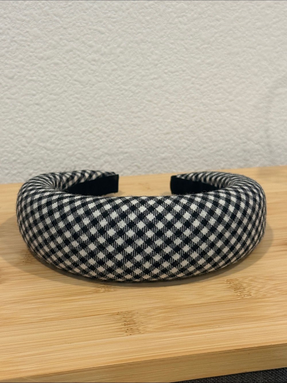RACIL Black & White Gingham Puffed Headband